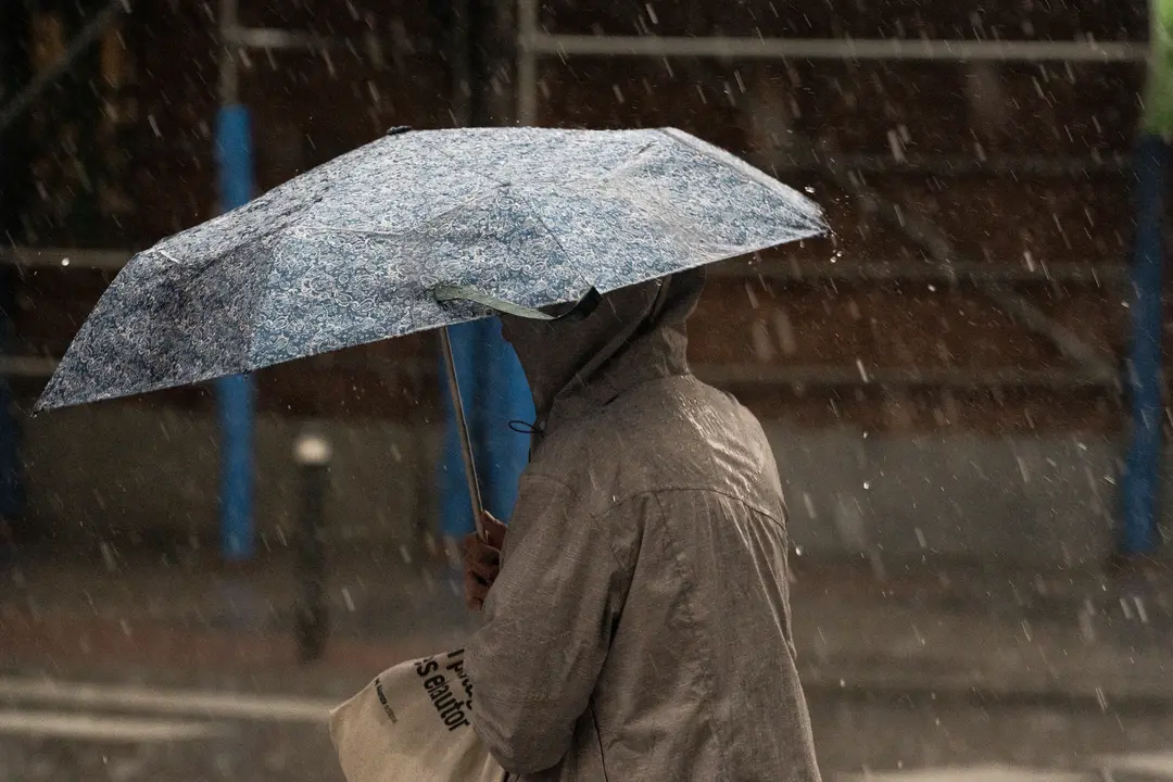 Una mujer con paraguas bajo la lluvia. /  Diego Radam&eacute;s