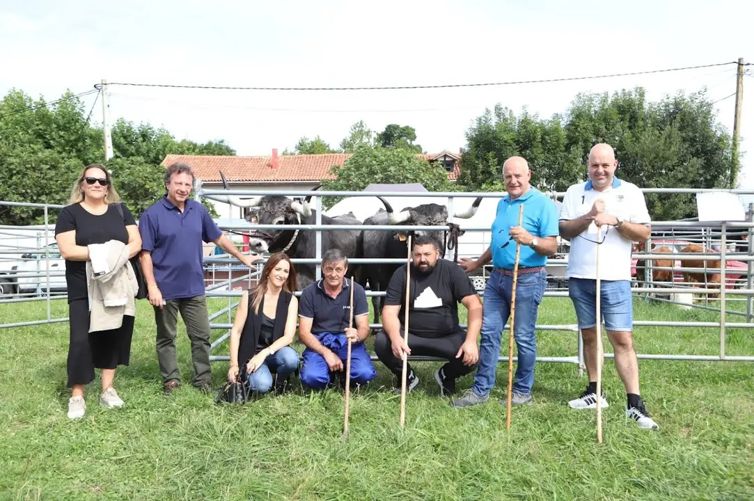 El consejero de Desarrollo Rural y Ganader&iacute;a, Pablo Palencia, en la feria de ganado de La Revilla, en San Vicente de la Barquera, que ha reunido a 300 reses de veinte ganader&iacute;as. / ALERTA
