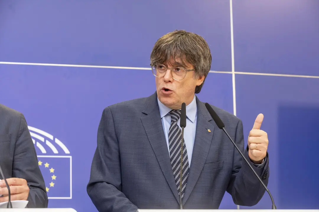 El expresidente catal&aacute;n, Carles Puigdemont, durante una rueda de prensa. / EP / Archivo