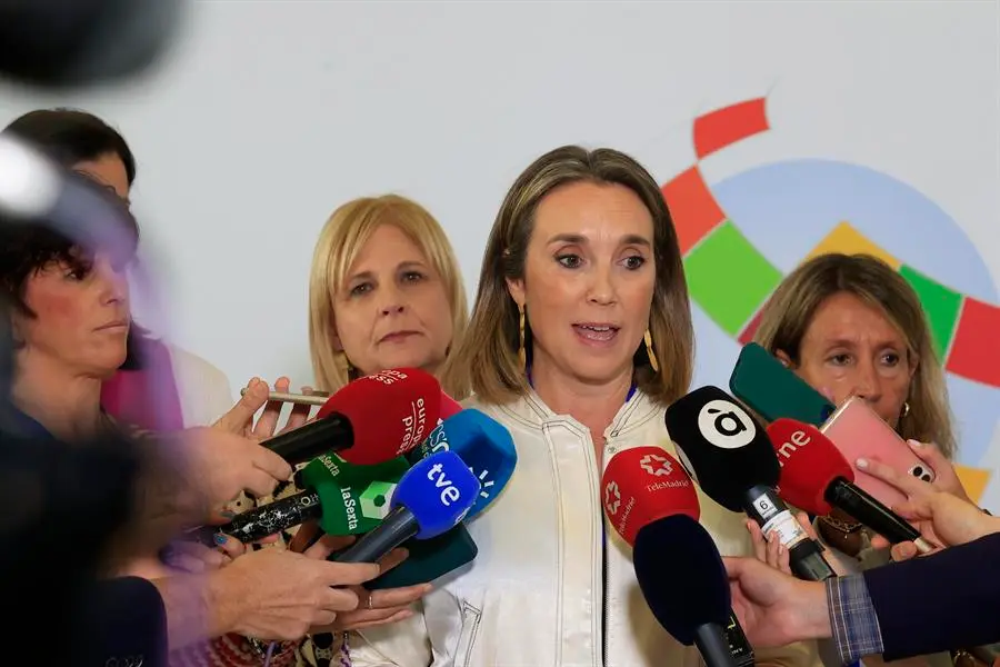 La exalcaldesa de Logro&ntilde;o Cuca Gamarra realiza declaraciones a los medios este s&aacute;bado en el marco de la celebraci&oacute;n del Pleno de la Federaci&oacute;n Espa&ntilde;ola de Municipios y Provincias. EFE / Zipi Arag&oacute;n