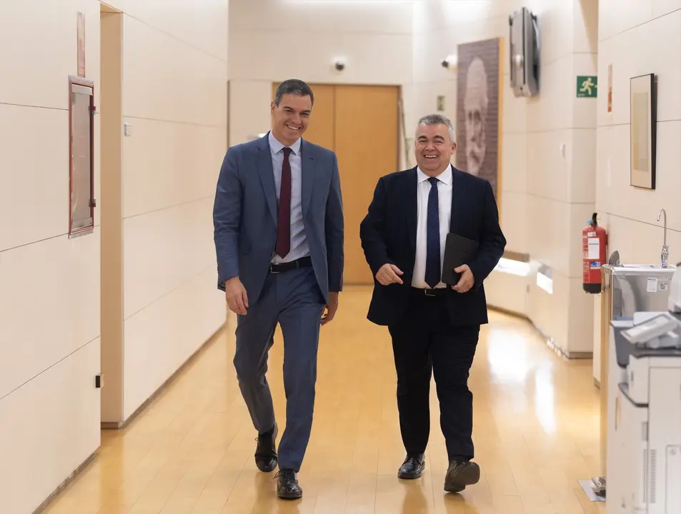 El secretario de Organizaci&oacute;n del Partido Socialista, Santos Cerd&aacute;n (d) y el presidente del Gobierno en funciones, Pedro S&aacute;nchez (i). EP / Eduardo Parra / Archivo