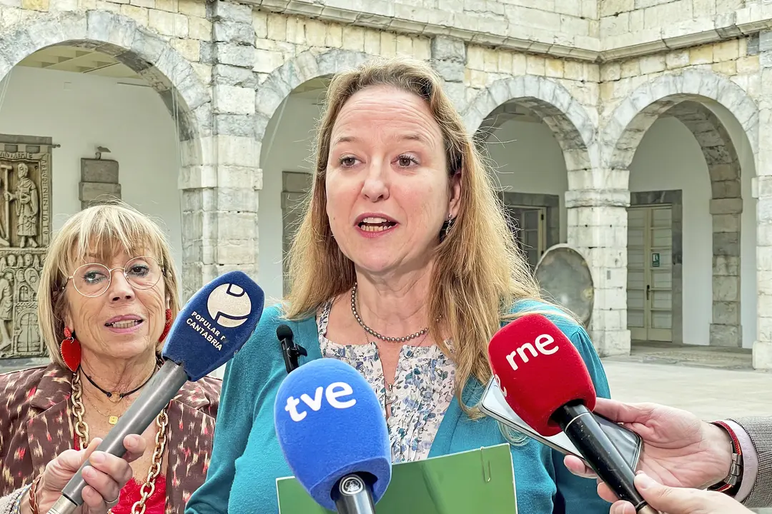 SANTANDER, 13/11/2023.- La portavoz parlamentaria de Vox en Cantabria, Leticia D&iacute;az (c), anuncia el registro de una enmienda a la totalidad de los presupuestos del Gobierno del Partido Popular, este lunes en Santander. El grupo parlamentario Vox ha presentado una enmienda a la totalidad de los presupuestos de Cantabria, al considerar que son "m&aacute;s de lo mismo" y que "no cambia nada" respecto al anterior Gobierno PRC-PSOE. EFE/ Pablo Ayerbe

