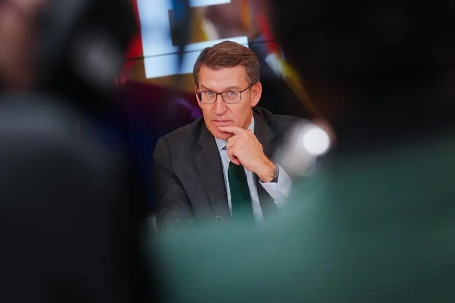 El presidente del PP; Alberto N&uacute;&ntilde;ez Feij&oacute;o durante la reuni&oacute;n del Comit&eacute; Ejecutivo Nacional del partido. EFE / Borja S&aacute;nchez-Trillo