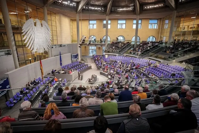 18 January 2024, Berlin: General view into the plenary chamber during the current hour in the Bundestag with the topic "Defending democracy against enemies of democracy and expulsion plans". Photo: Kay Nietfeld/dpa
18/1/2024 ONLY FOR USE IN SPAIN