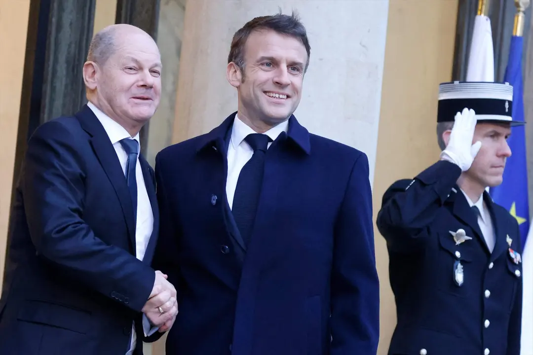 El canciller alem&aacute;n, Olaf Scholz junto al presidente francr&eacute;s, Emmanuel Macron. EP / Archivo
