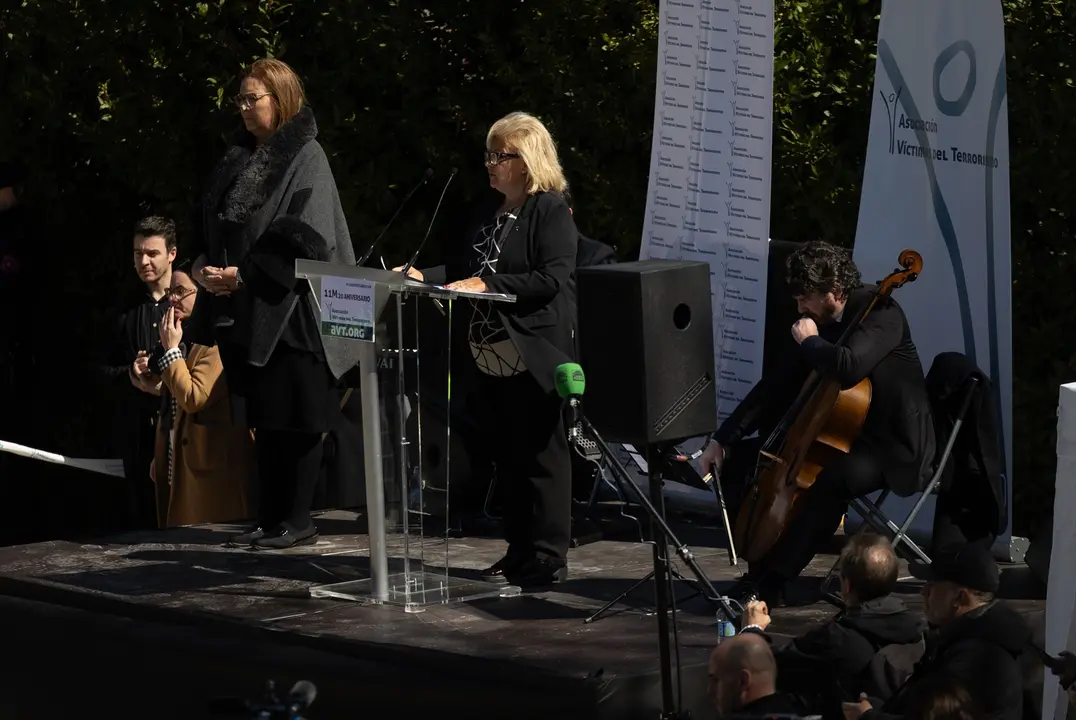 La expresidenta de la AVT &Aacute;ngeles Pedraza durante un acto que organiz&oacute; la Asociaci&oacute;n V&iacute;ctimas del Terrorismo (AVT) en conmemoraci&oacute;n del D&iacute;a Europeo de las V&iacute;ctimas del Terrorismo. EP / Eduardo Parra / Archivo