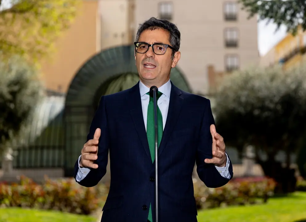 El ministro de la Presidencia, Justicia y Relaciones con las Cortes, F&eacute;lix Bola&ntilde;os, comparece ante los medios. Eduardo Parra