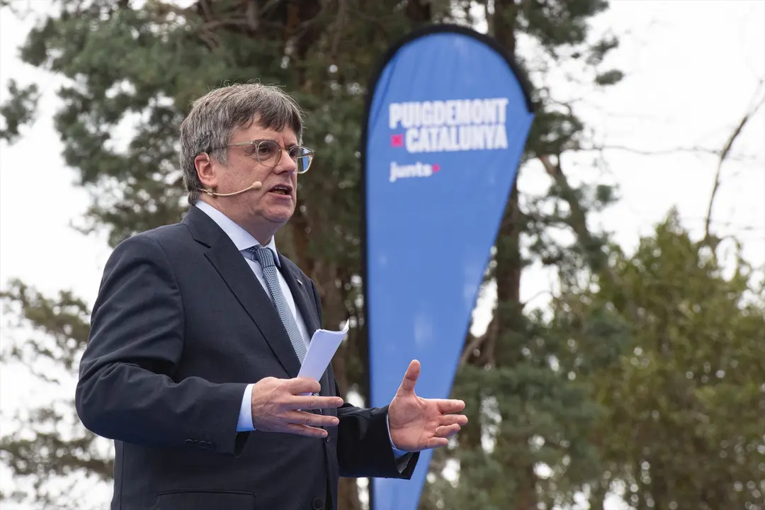 El expresidente de la Generalitat y candidato de Junts a las elecciones catalanas, Carles Puigdemont. EP / Archivo