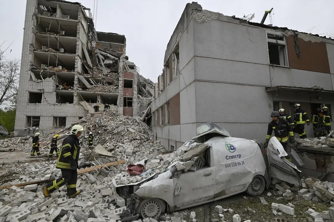 Vista de una ciudad ucraniana destruida por unos misiles. Sergei Chuzavkov