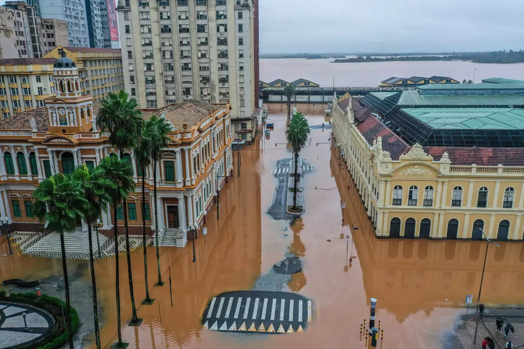 Vista del &aacute;rea urbana de Porto Alegre inundada. Gilvan Rocha
