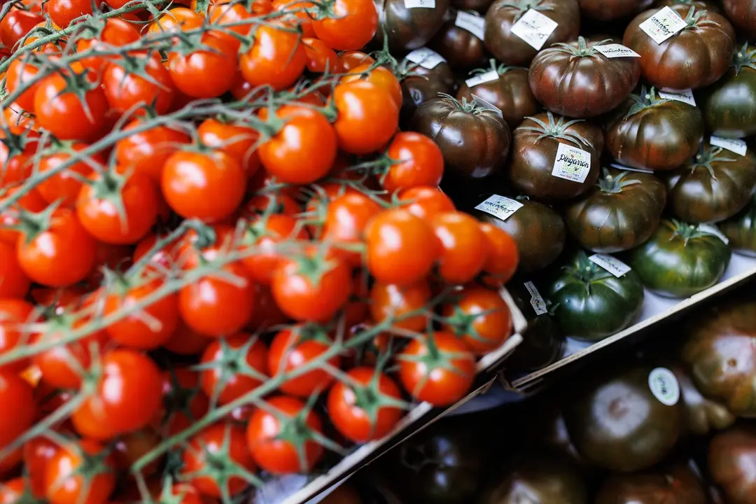 Dos variedades de tomate en un mercado. Alejandro Mart&iacute;nez V&eacute;lez / Archivo