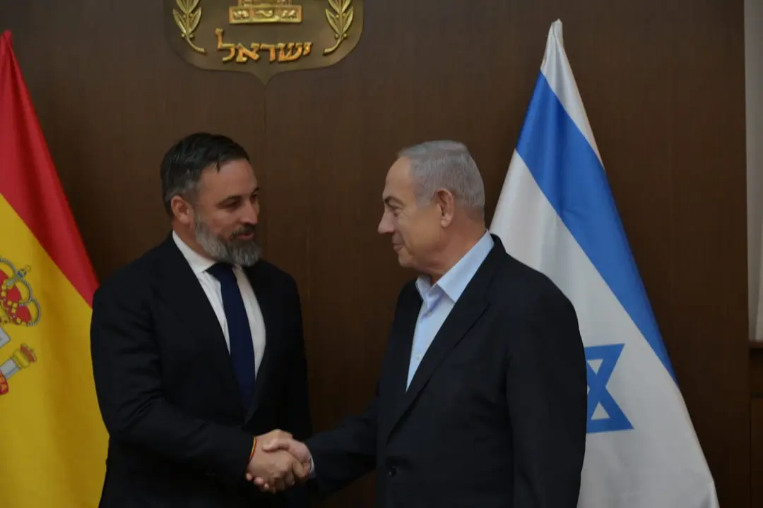 El l&iacute;der de Vox junto al primer ministro israel&iacute;, Benjam&iacute;n Netanyahu. / Redes sociales
