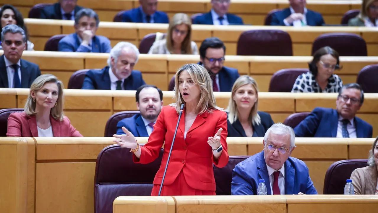 La portavoz del PP en el Senado, Alicia Garc&iacute;a, durante una sesi&oacute;n de control al Gobierno. Gustavo Valiente