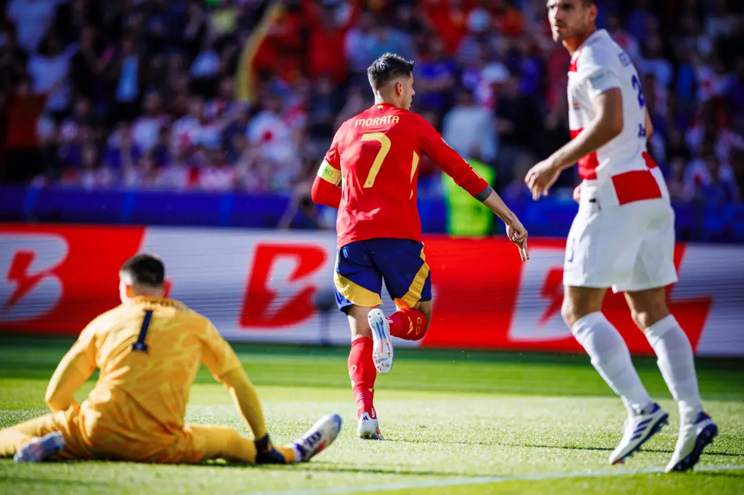 Morata celebra su gol del partido. / RFEF