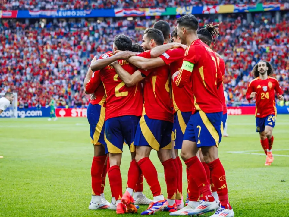 La Selecci&oacute;n durante el partido de ayer frente a Croacia. / RFEF