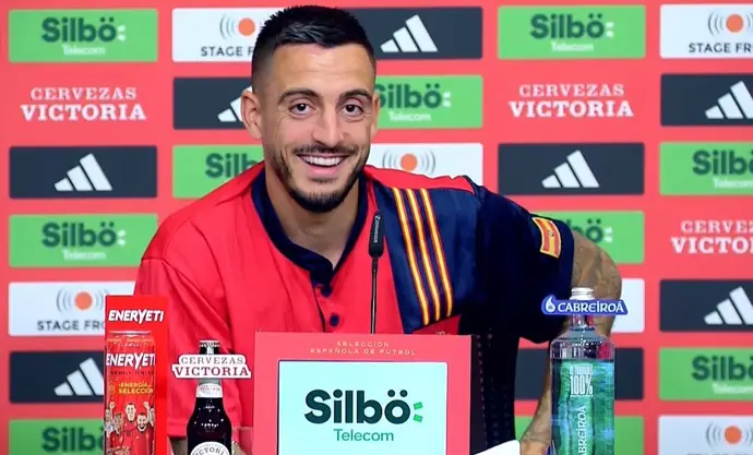 El jugador de la selecci&oacute;n espa&ntilde;ola Joselu Matu, en rueda de prensa previa al partido contra Alemania. / RFEF