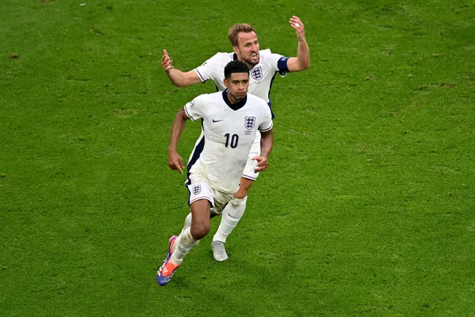 Jude Bellingham y Harry Kane en un partido de la Eurocopa. / EP