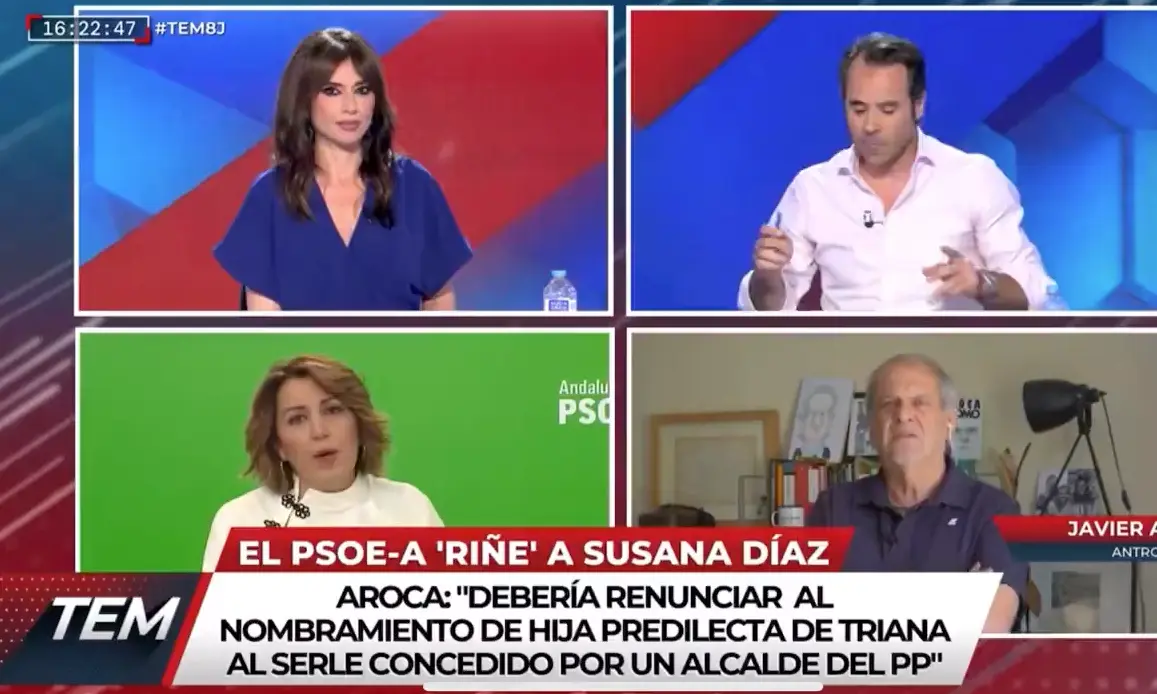 Javier Chicote, arriba a la derecha, tras su intervenci&oacute;n en Todo es Mentira. / ATRESMEDIA