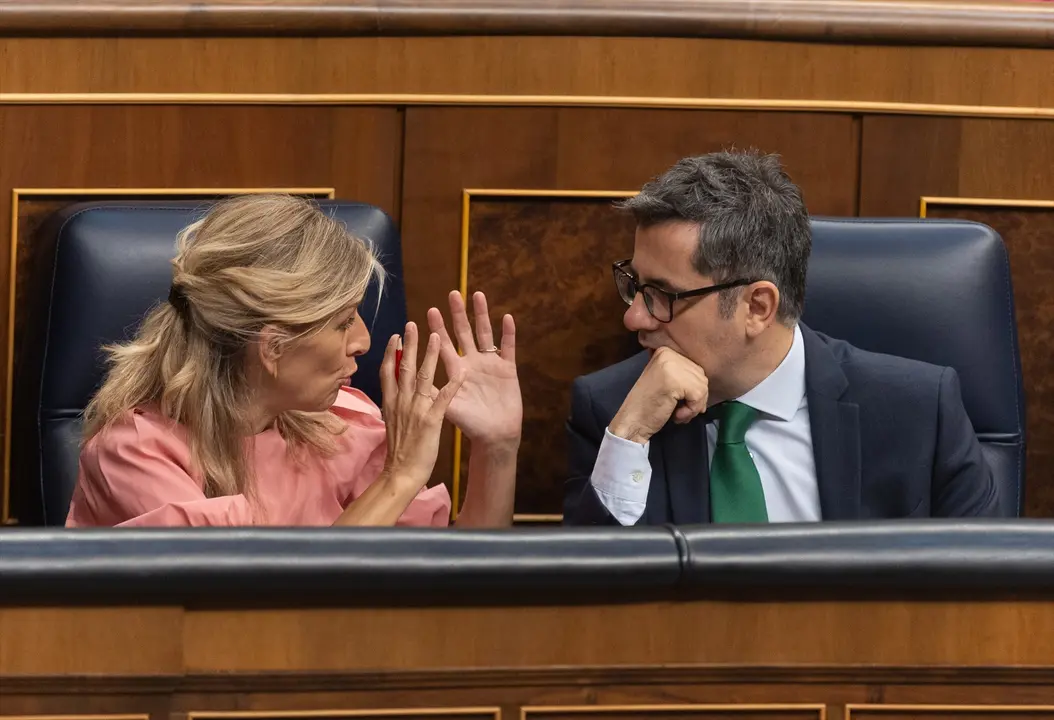 La vicepresidenta segunda y ministra de Trabajo, Yolanda D&iacute;az y el ministro de la Presidencia, Relaciones con las Cortes y Justicia, F&eacute;lix Bola&ntilde;os. Eduardo Parra / Archivo