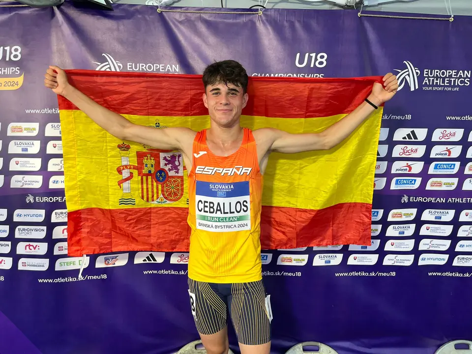 El torrelaveguensa, Aaron Ceballos, tras la carrera. / RFEA