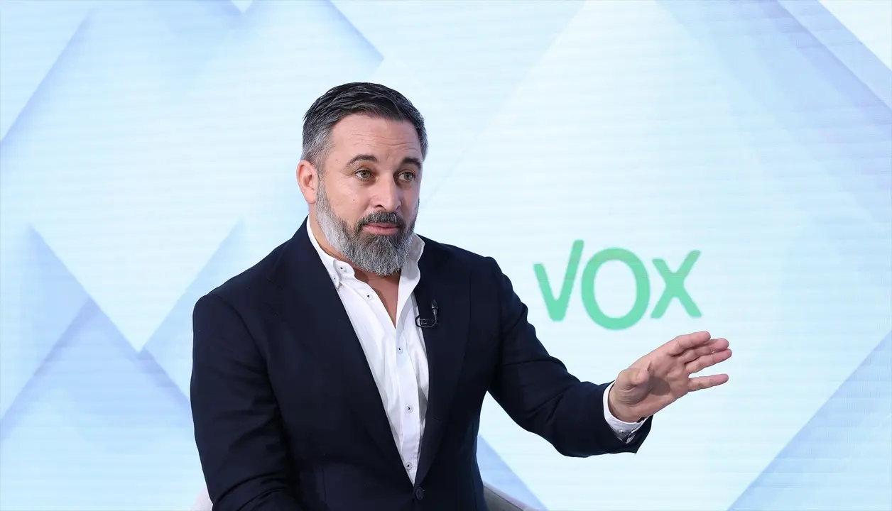 El l&iacute;der de VOX, Santiago Abascal, durante una entrevista. Marta Fern&aacute;ndez