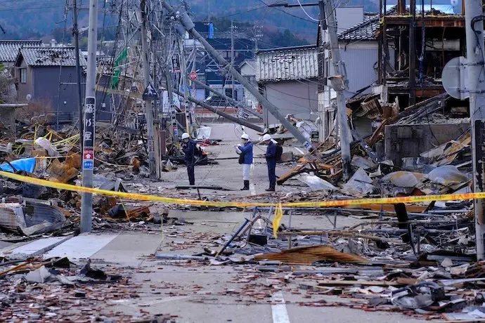 Un mes despu&eacute;s del terremoto de la pen&iacute;nsula de Noto, la calle Asaichi en la ciudad de Wajima, prefectura de Ishikawa, Jap&oacute;n. Un terremoto de magnitud 7,6 sacudi&oacute; el centro de Jap&oacute;n el d&iacute;a de A&ntilde;o Nuevo. Ha pasado un mes desde el terremoto de la pen&iacute;nsula de Noto, y la escena sigue siendo tan tr&aacute;gica como inmediatamente despu&eacute;s del desastre. El mercado de Wajima Asaichi, en el centro de la ciudad de Wajima, prefectura de Ishikawa, fue destruido por un incendio masivo que se extendi&oacute; a m&aacute;s de 200 edificios y arras&oacute; toda la zona.  Europa Press / Contacto / James Matsumoto