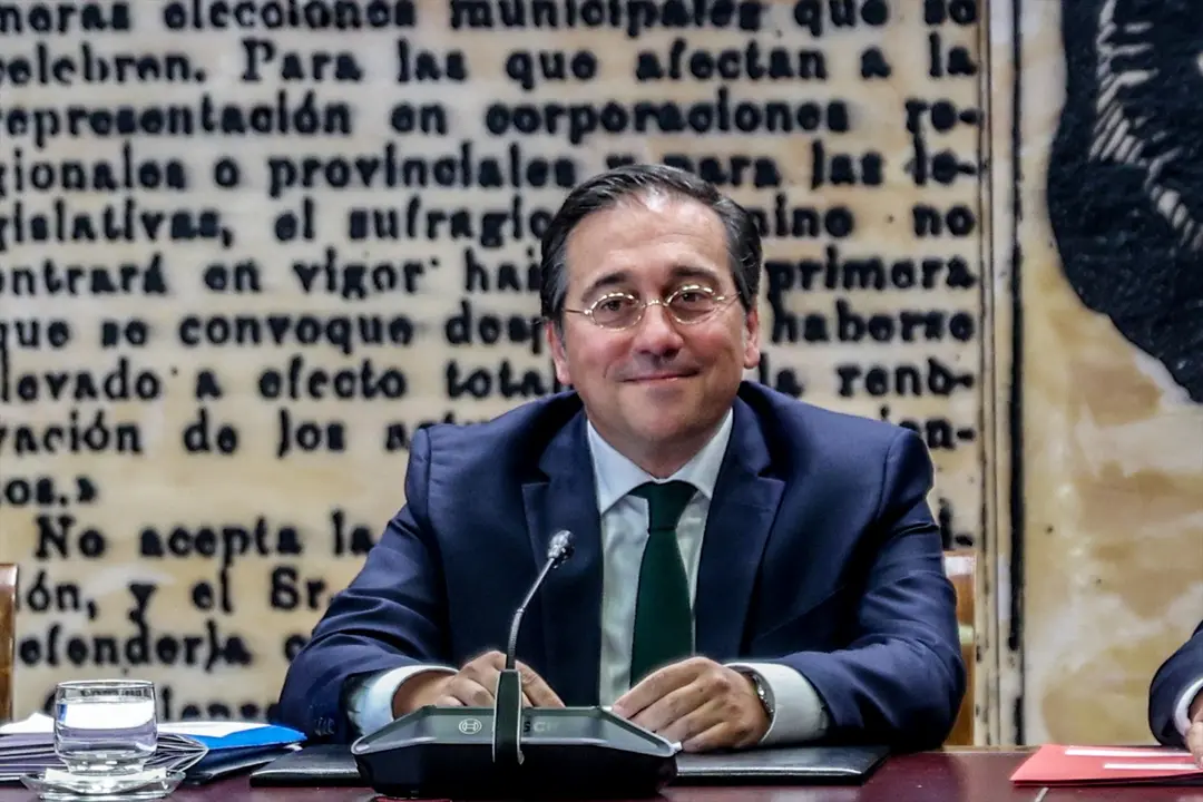 El ministro de Asuntos Exteriores, Uni&oacute;n Europea y Cooperaci&oacute;n, Jos&eacute; Manuel Albares, a su llegada a comparecer ante la Comisi&oacute;n de Asuntos Exteriores. Ricardo Rubio