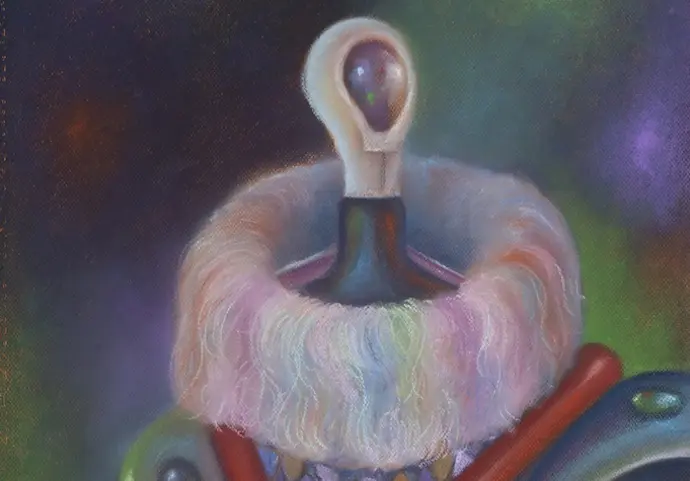 Pintura 'The Marquise of Promiscuos Gear Stick' de Gorka Mohamed. / Sala Robayera
