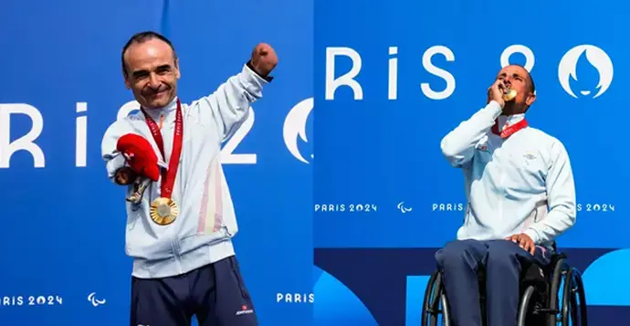Ricardo Ten y Sergio Garrote, medallas de oro en las pruebas de contrarreloj de la clase C1 y de la clase H2 del ciclismo en carretera. / CPE