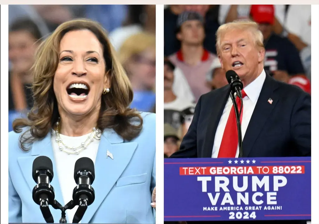 La dem&oacute;crata, Kamala Harris, (iz) y el candidato republicano, Donald Trump (d). Hyosub Shin