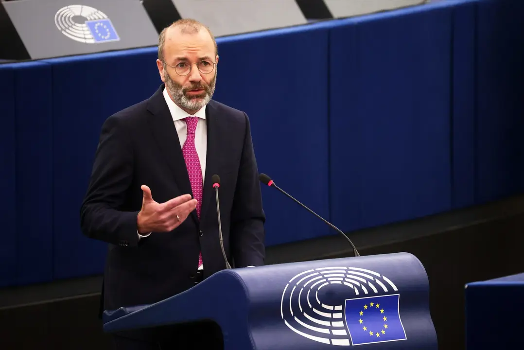El presidente del Partido Popular Europeo, Manfred Weber, habla durante una sesi&oacute;n plenaria del Parlamento Europeo. EP / Archivo