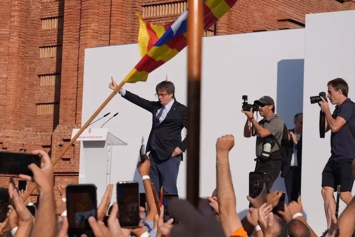 Carles Puigdemont interviene tras su regreso a Espa&ntilde;a. / Archivo / EP