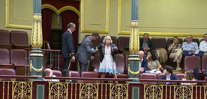 Victoria Iba&ntilde;ez, enferma del polio  en el congreso. / RTVE