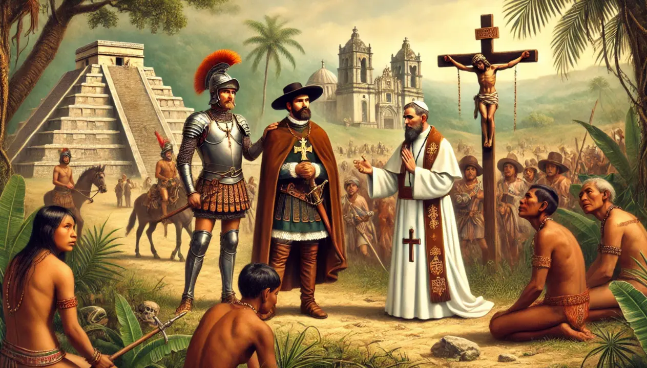 Hern&aacute;n Cort&eacute;s evangelizando M&eacute;jico.