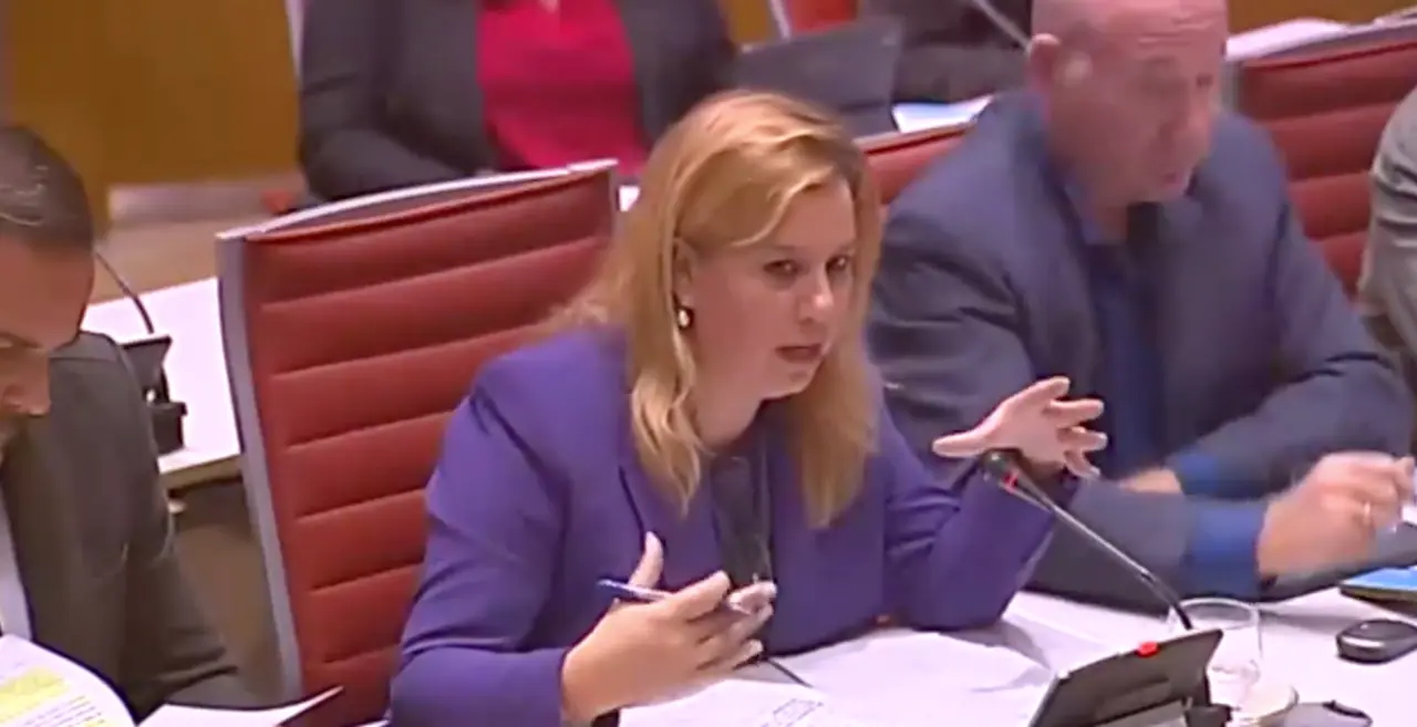 La senadora del PP y portavoz en la Comisi&oacute;n de Ciencia, Innovaci&oacute;n y Universidades del Senado, Elena Castillo, durante su intervenci&oacute;n ayer. / ALERTA