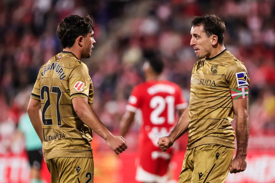 Oyarzabal celebra el gol del partido ante el Girona. / Javier Borrego