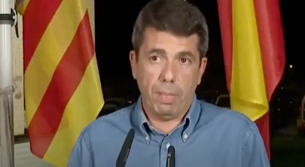 El presidente de la Generalitat Valenciana, Carlos Maz&oacute;n, durante su comparecencia. X