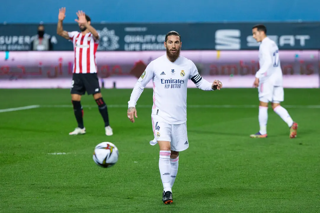 Sergio Ramos durante un partido con el partido del Real Madrid. / EP