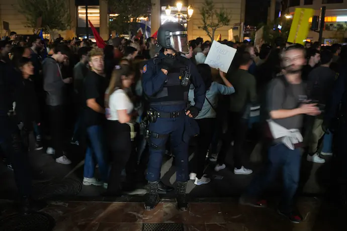 Agentes de Polic&iacute;a Nacional durante la manifestaci&oacute;n. / EP