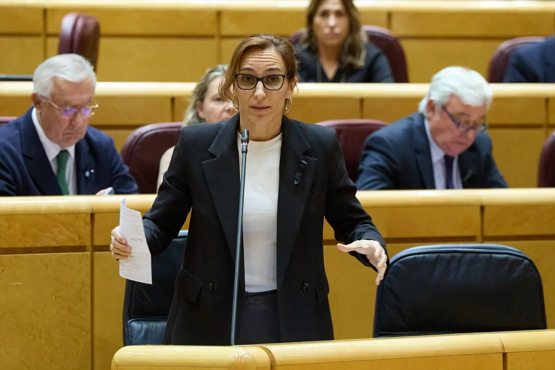 La ministra de Sanidad, M&oacute;nica Garc&iacute;a, interviene en el Senado. / Jes&uacute;s Hell&iacute;n