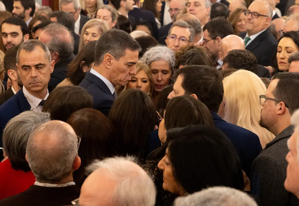 El presidente del Gobierno, Pedro S&aacute;nchez (c), durante el acto institucional por el D&iacute;a de la Constituci&oacute;n. / Eduardo Parra