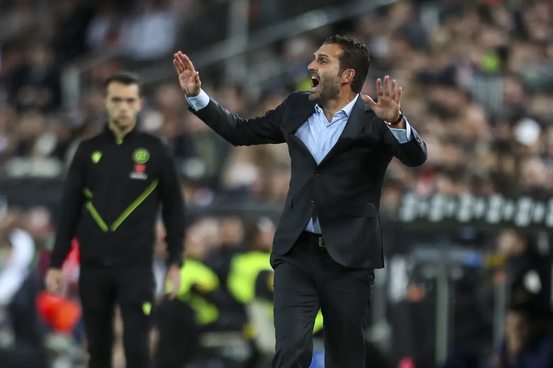 El entrenador del Valencia, Rub&eacute;n Baraja, durante un partido. / EP
