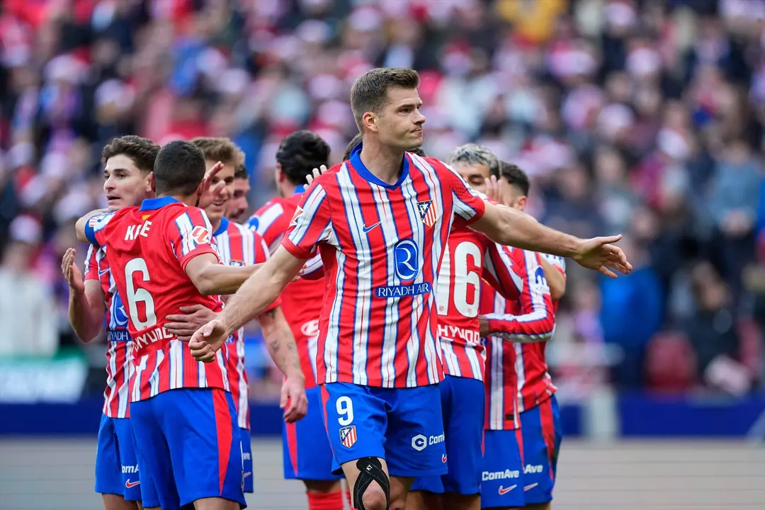 Alexander Sorloth celebra su gol en el Atl&eacute;tico de Madrid-Getafe. / Oscar J. Barroso