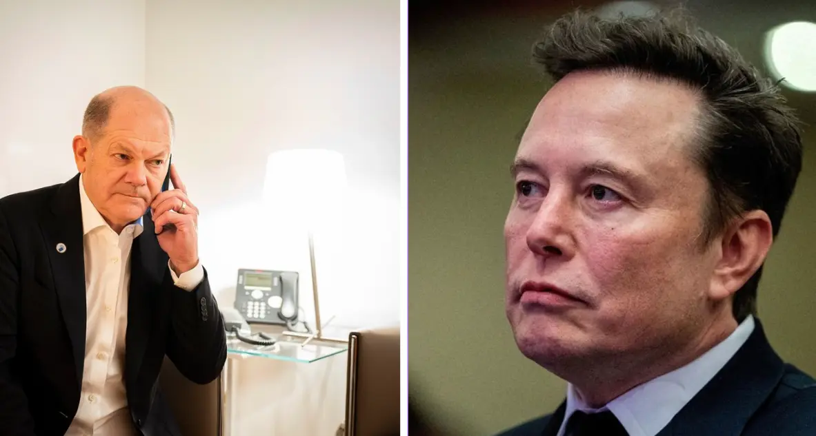 Olaf Scholz y Elon Musk.