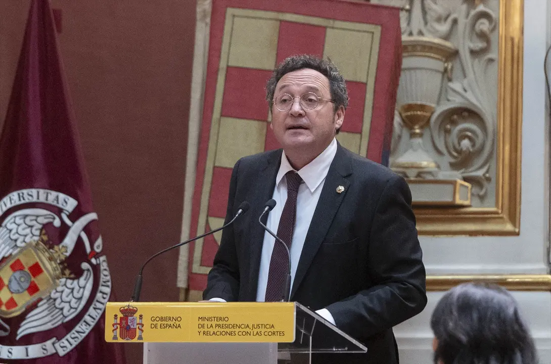 El fiscal general del Estado, &Aacute;lvaro Garc&iacute;a Ortiz, interviene durante el acto. / Alberto Ortega