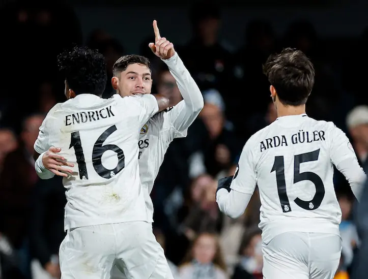 Los jugadores del Real Madrid celebran el gol de Valverde. / Real Madrid