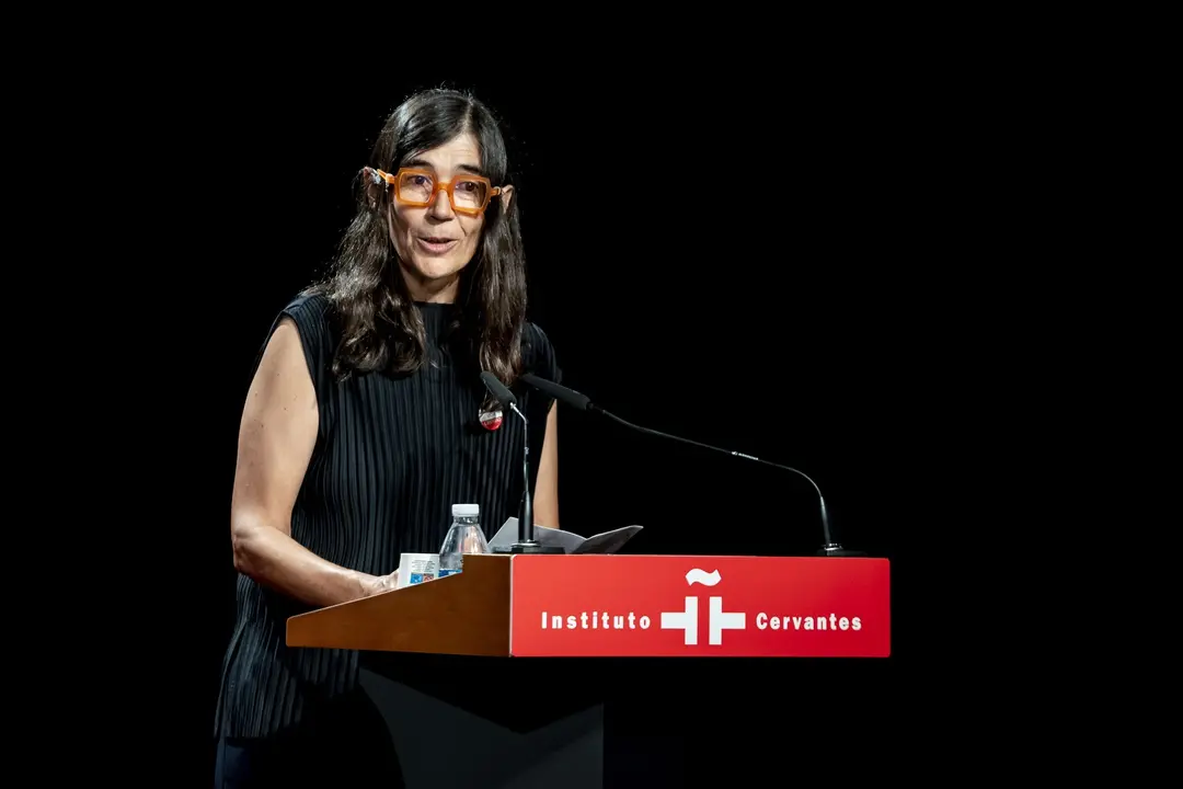 La bi&oacute;loga molecular Mar&iacute;a A. Blasco interviene tras recibir un premio. / A. P&eacute;rez Meca