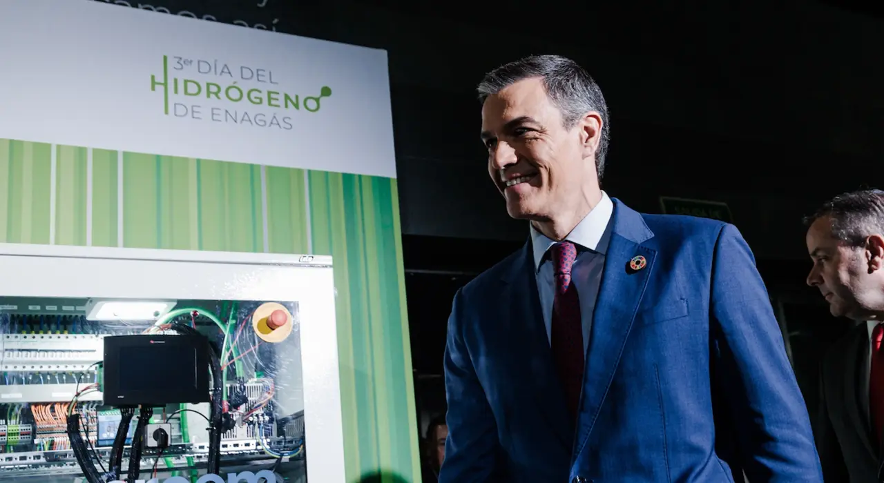 El presidente del Gobierno, Pedro S&aacute;nchez, durante la III edici&oacute;n del D&iacute;a del Hidr&oacute;geno de Enag&aacute;s. / Carlos Luj&aacute;n