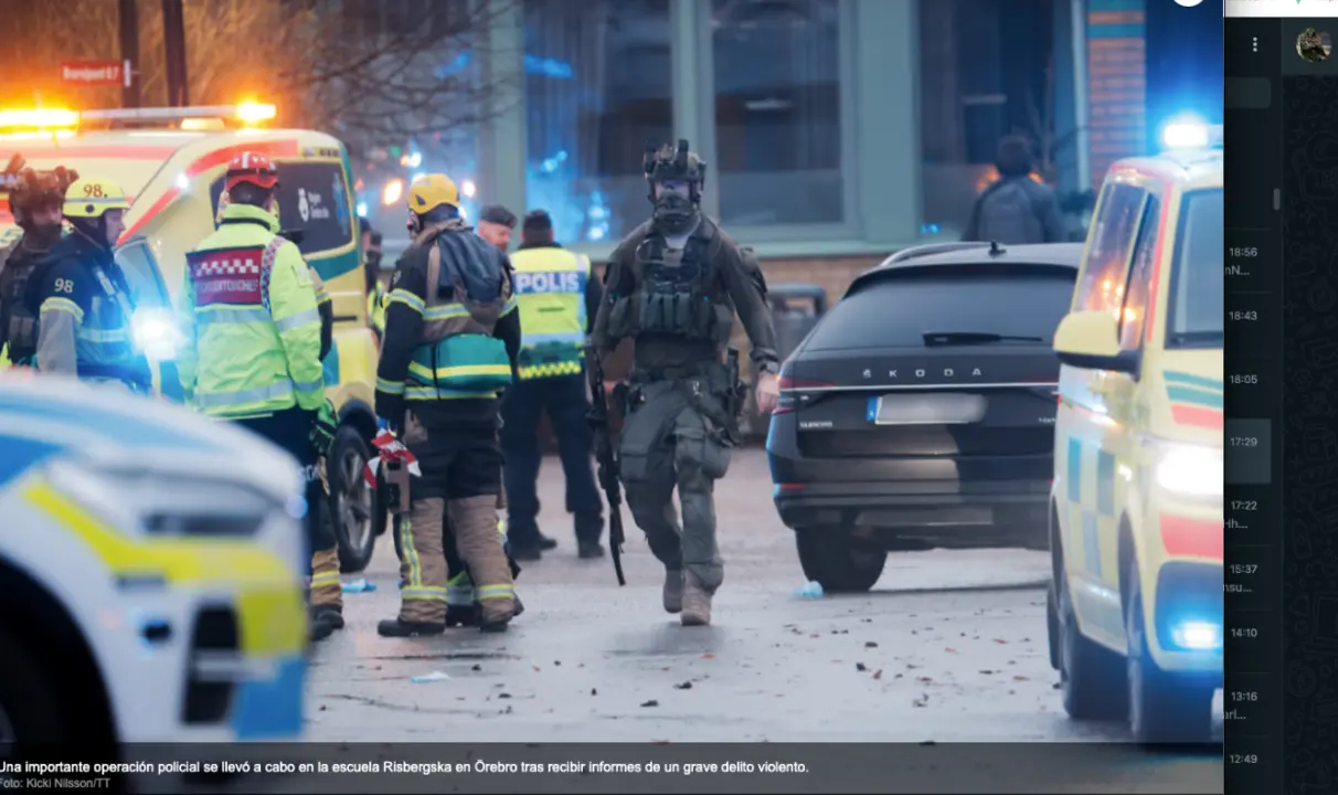 Una importante operaci&oacute;n policial se llev&oacute; a cabo en la escuela Risbergska en &Ouml;rebro tras recibir informes de un grave delito violento. / X
