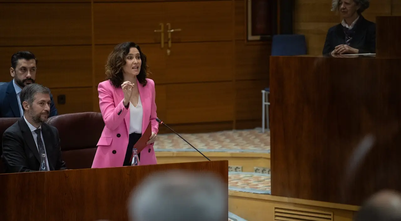 La presidenta de la Comunidad de Madrid, Isabel D&iacute;az Ayuso, interviene durante un pleno en la Asamblea de Madrid. / Alejandro Mart&iacute;nez V&eacute;lez